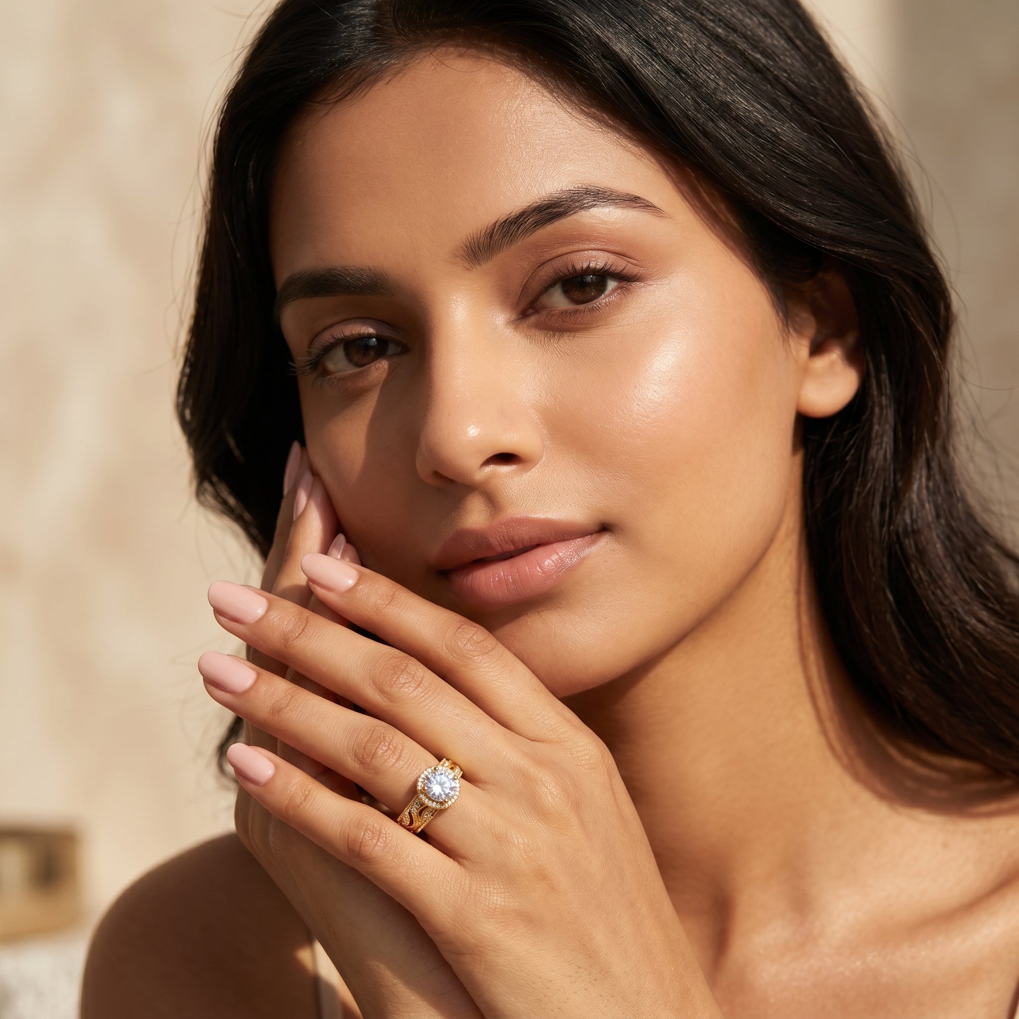 Gold Halo Milgrain Filigree Ring