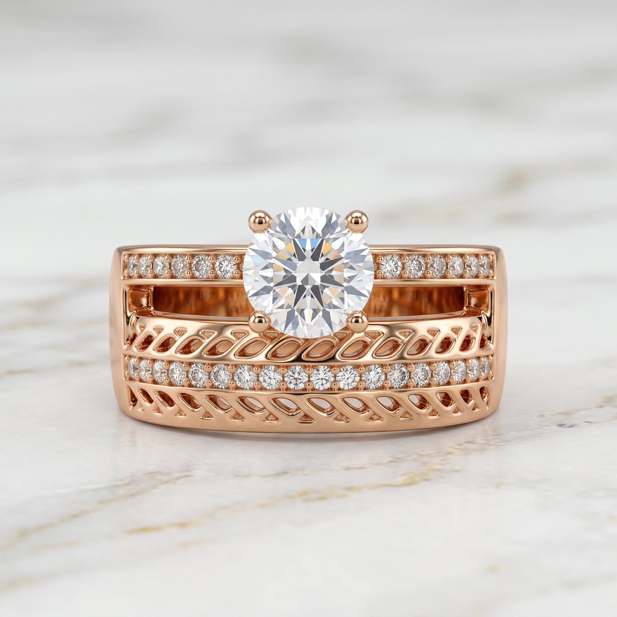 RG Triple Band Solitaire Ring