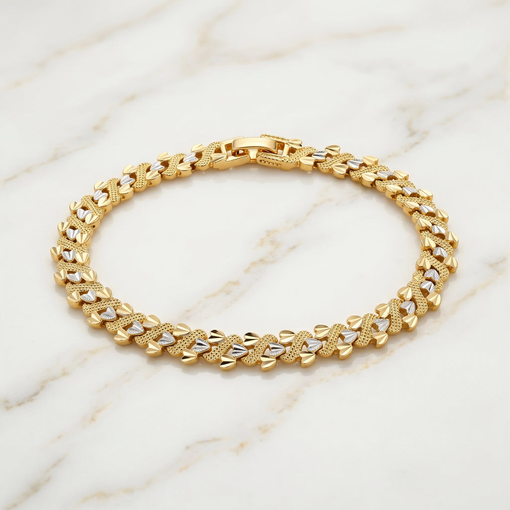 Gold Diamond Cut Link Bracelet