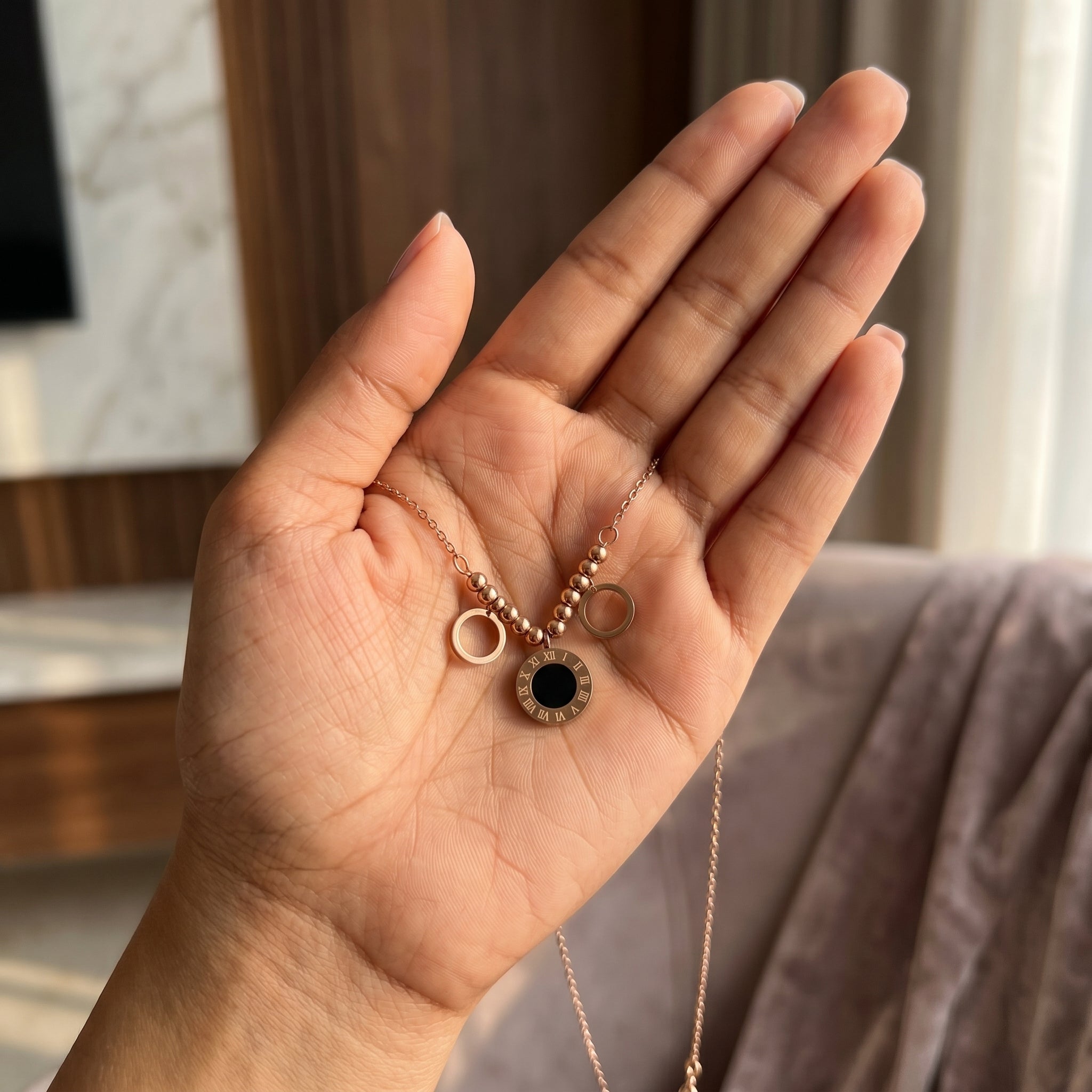 RG Roman Numeral Disc Necklace