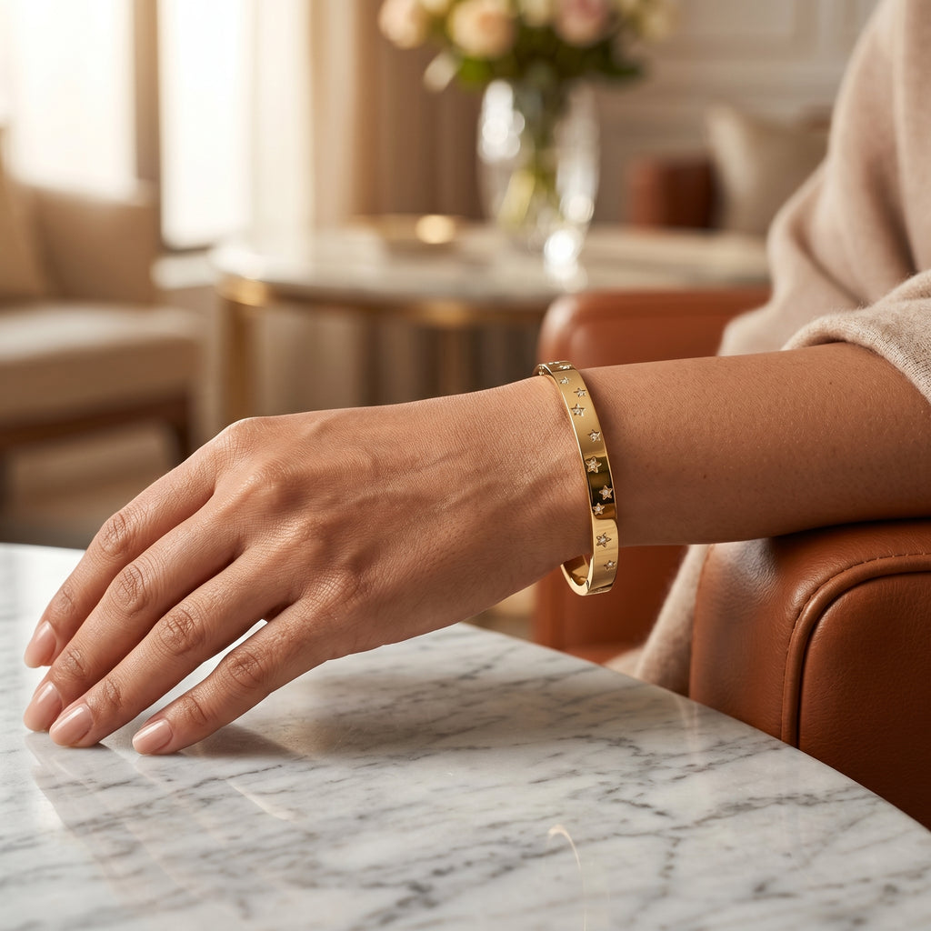 Gold Star Studded Kada Bangle