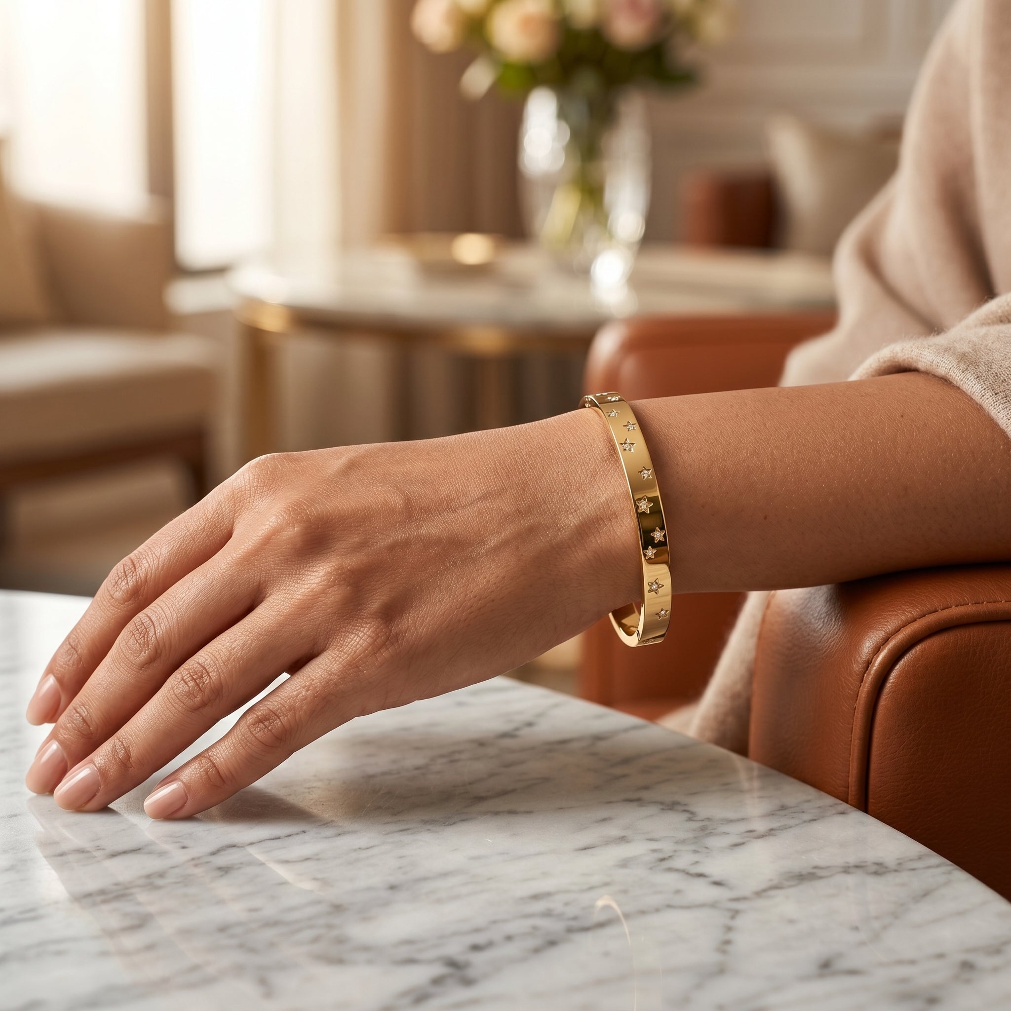 Gold Star Studded Kada Bangle