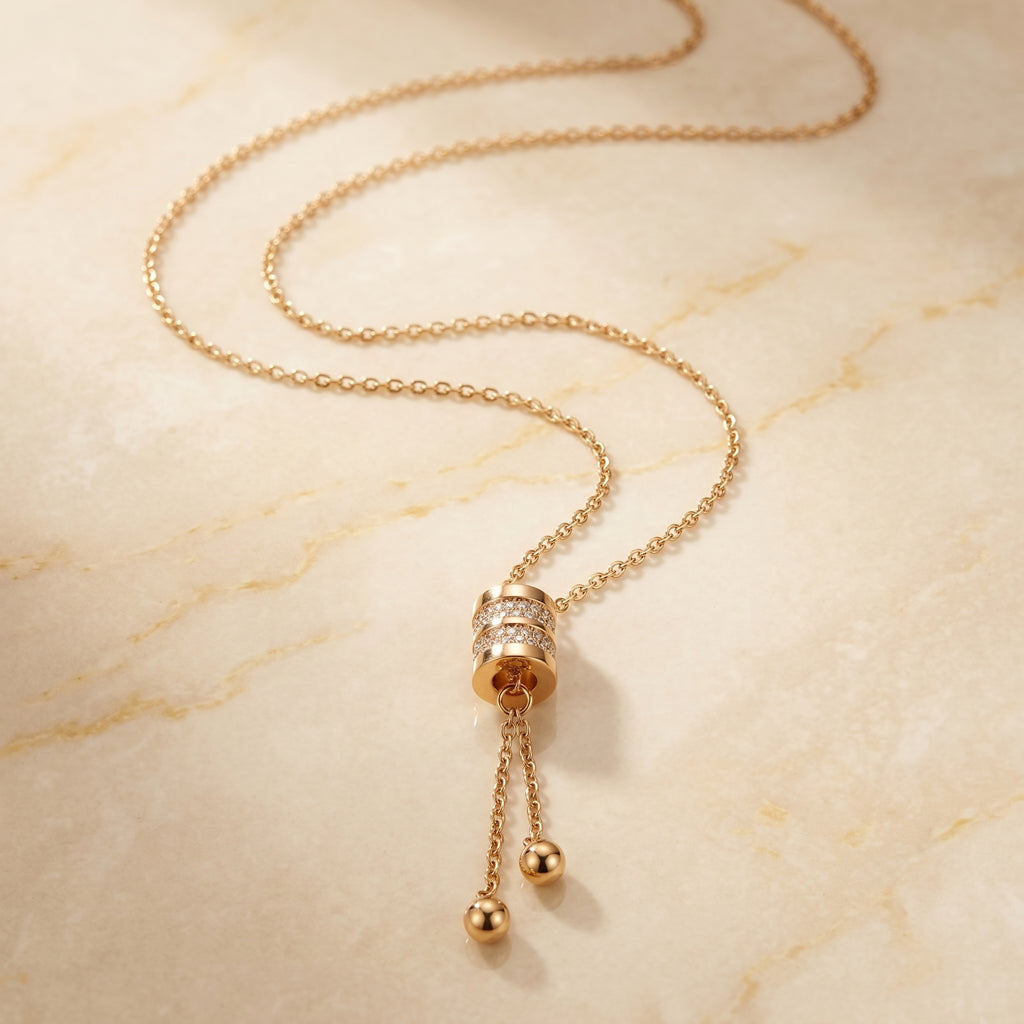 RG Pavé Barrel Lariat Necklace