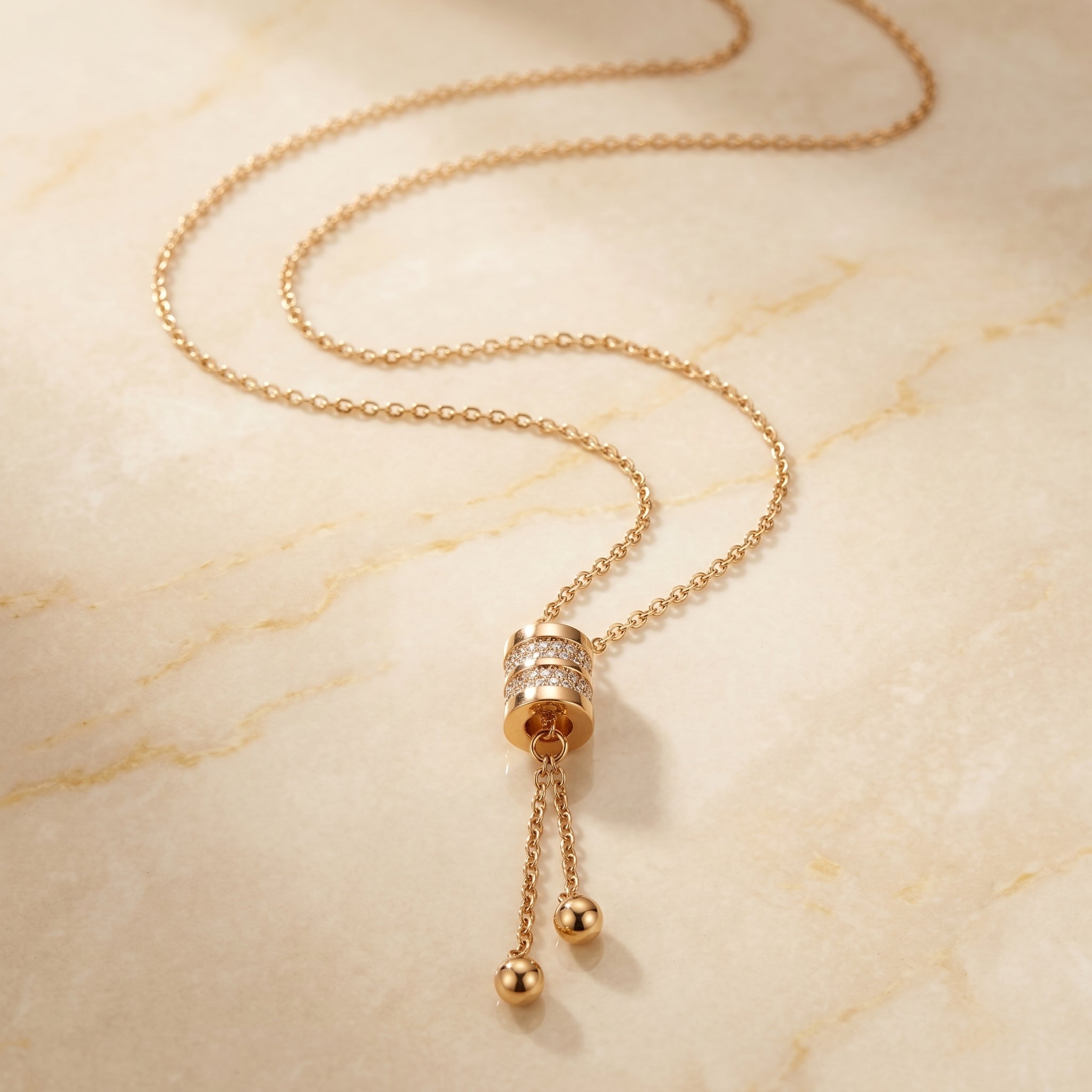 RG Pavé Barrel Lariat Necklace