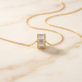 Gold Baguette Barrel Pendant Necklace