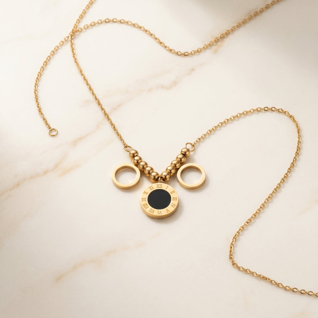 RG Roman Numeral Disc Necklace