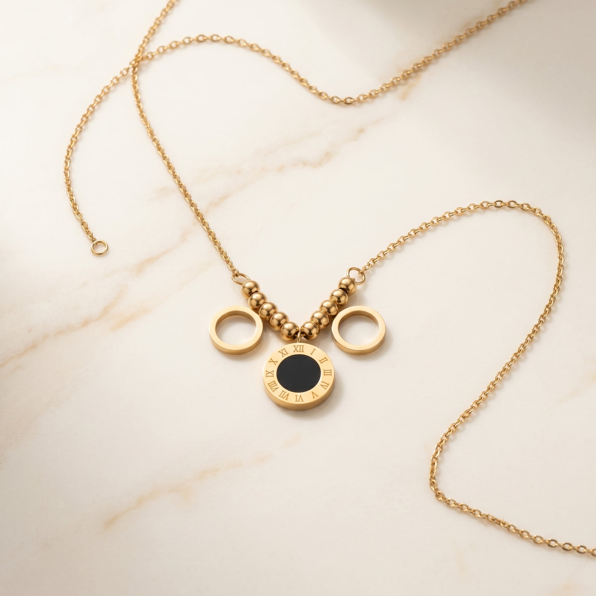 RG Roman Numeral Disc Necklace