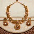 Antique Gold Floral Medallion Disc Necklace Set