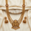 Gold Antique Goddess Lakshmi Multi-Strand Haram Set