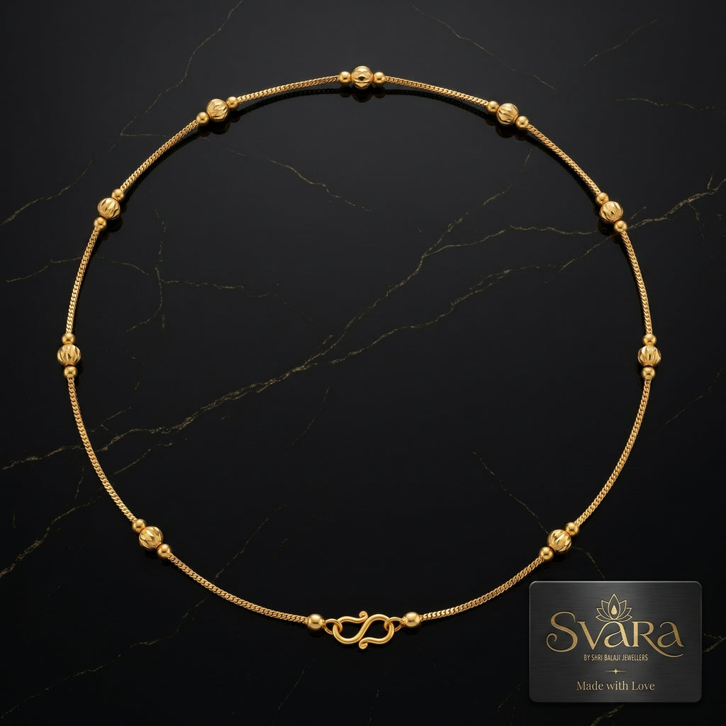 Gold Faceted Bead Station Chain