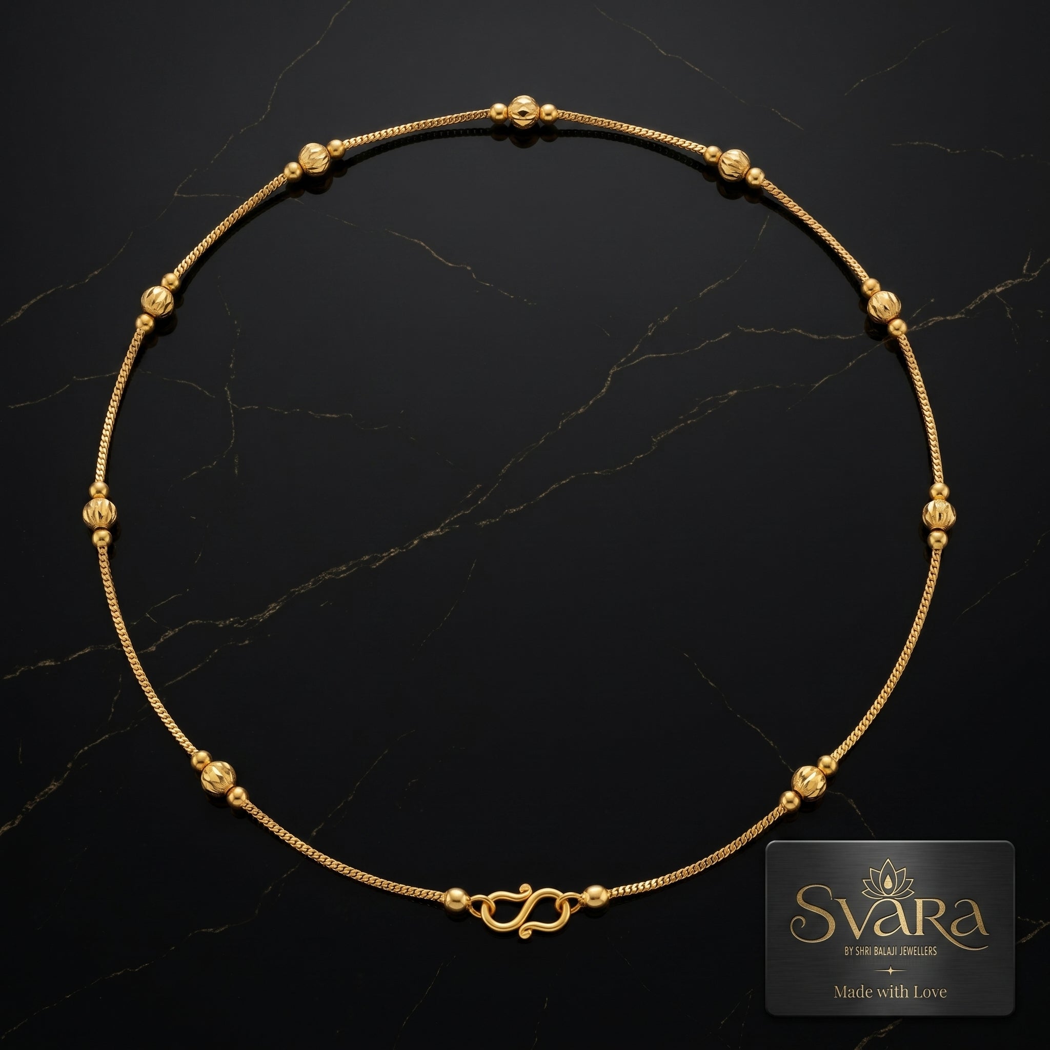 Gold Faceted Bead Station Chain