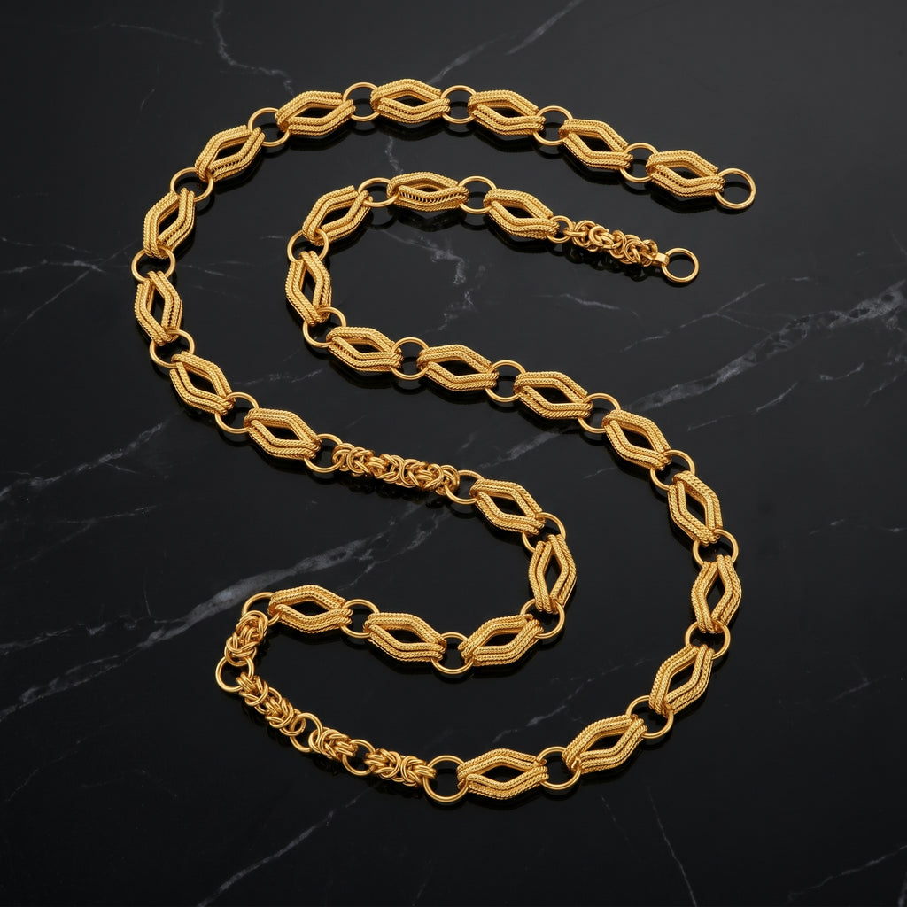 Gold Diamond Rope Link Byzantine Chain