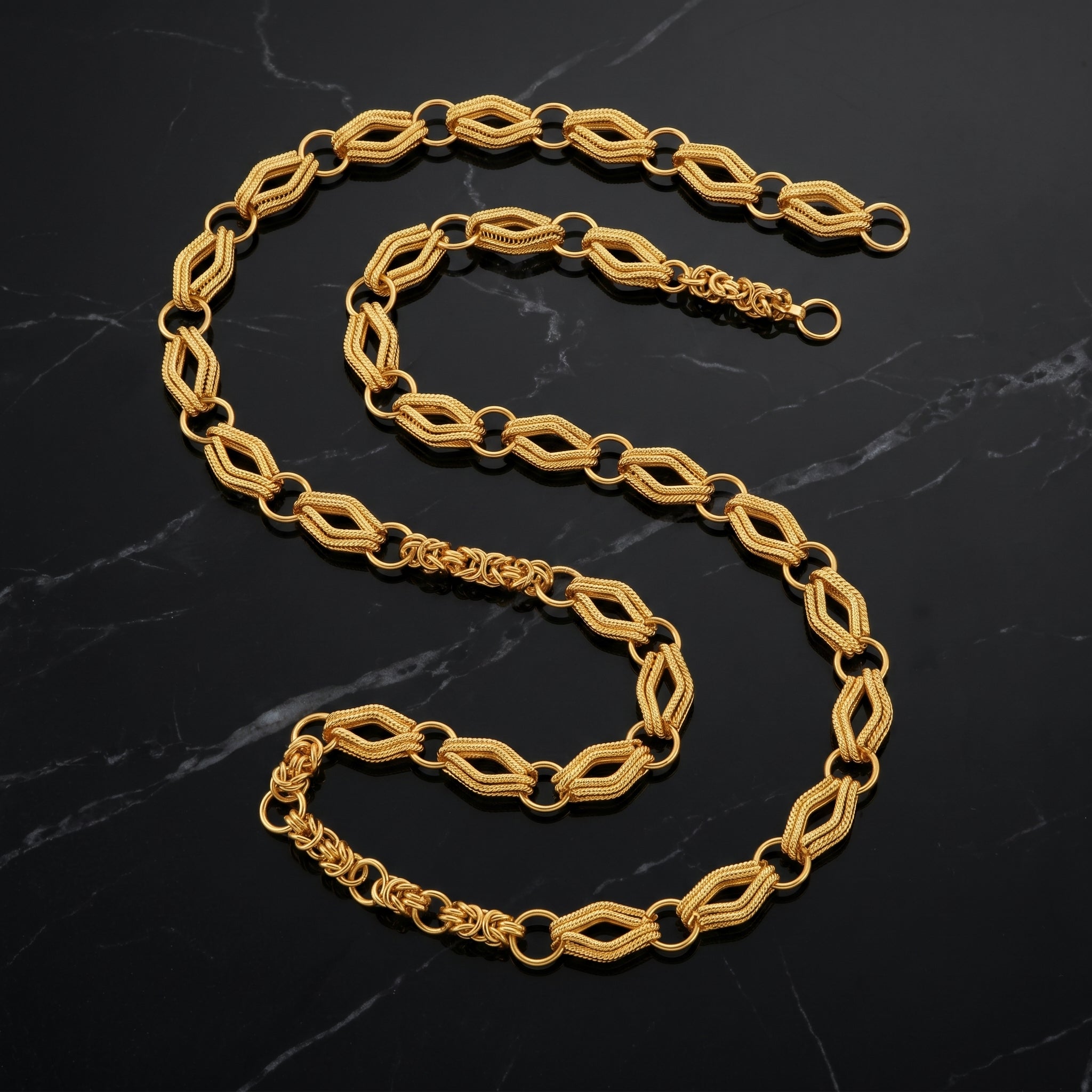 Gold Diamond Rope Link Byzantine Chain