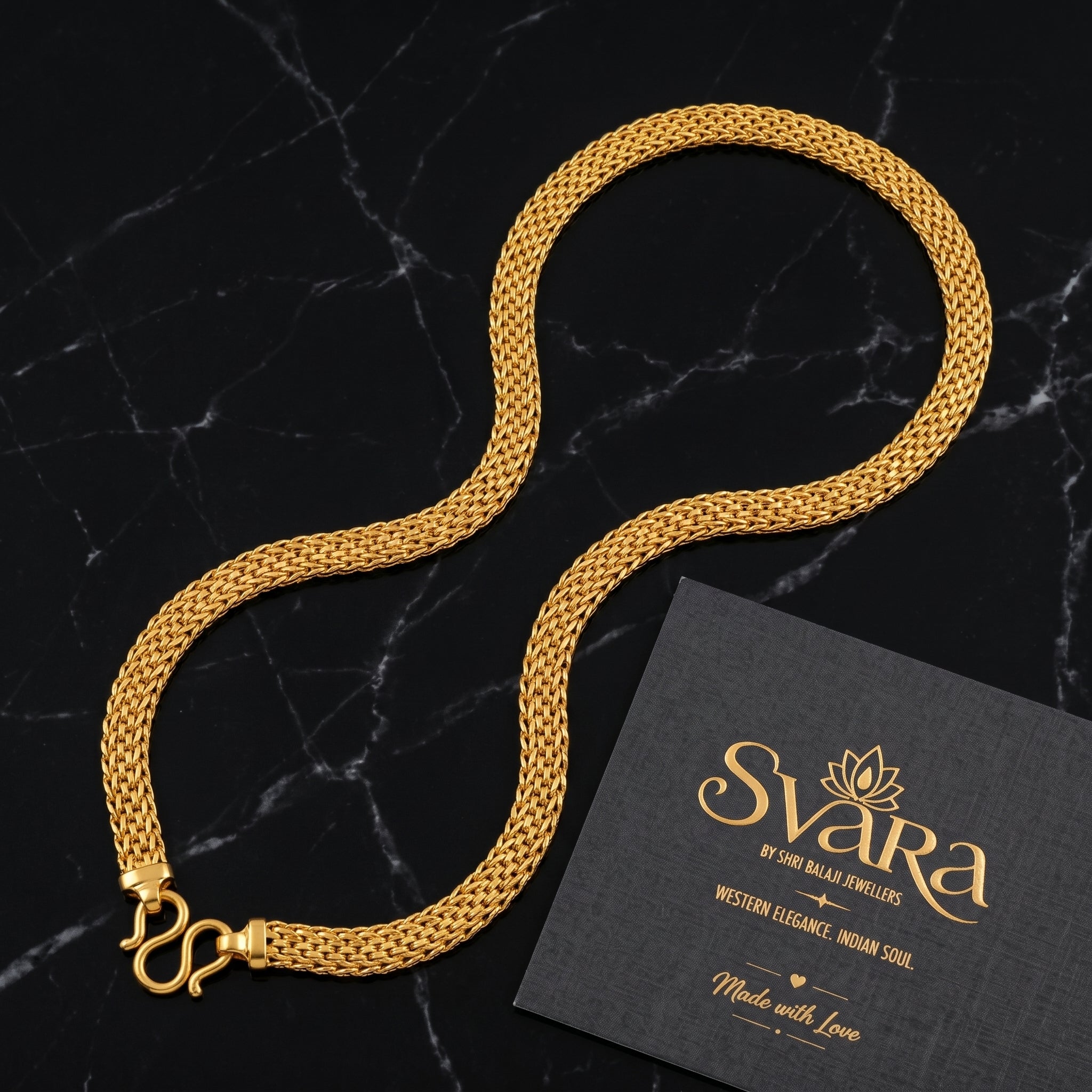Gold Tubular Wheat Weave Chain