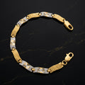Gold Silver Diamond-Cut Textured Link Bracelet