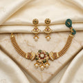 Gold Kundan Meenakari Floral Choker Pearl Drop Set