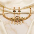 Gold Kundan Meenakari Peacock Square Choker Set
