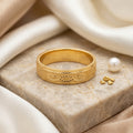 Gold Sunburst Engraved Band Ring