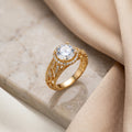 Gold Solitaire CZ Filigree Halo Ring