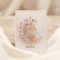 Gold CZ Pear Leaf Swirl Brooch