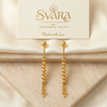 Gold Antique Fluted Bead Tassel Drop Earrings