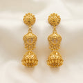 Gold Antique Tiered Filigree Jhumka Earrings