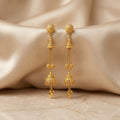 Gold Antique Tiered Bell Heart Drop Earrings
