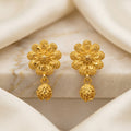 Gold Antique Layered Flower Bud Drop Earrings