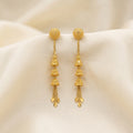 Gold Antique Triple Bell Leaf Fringe Earrings