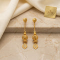 Gold Antique Textured Bead Kite Drop Earrings