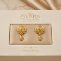 Gold Antique Scalloped Floral Mini Drop Earrings