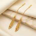 Gold Filigree Ruby Floral Ear Chain