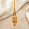 Gold Lotus Star Amber Tassel Maang Tikka