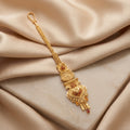 Gold Scrollwork Cartouche Ruby Maang Tikka