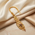 Gold Floral Rosette Rectangular Panel Maang Tikka