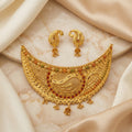 Gold Meenakari Peacock Grand Crescent Choker Necklace Set