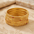 Gold Textured Enamel CZ Bangle Pair