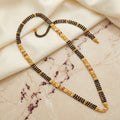 Gold Black Bead Pearl Enamel Panel Long Mangalsutra Set
