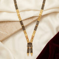 Gold Black Bead Ruby Y-Drop Open Tassel Long Mangalsutra Set