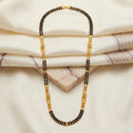 Gold Black Bead Filigree Star Panel Long Mangalsutra Set