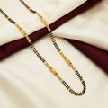 Gold Black Bead Granular Bow Plaque Mangalsutra Set