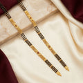 Gold Black Bead Granular Mesh Ruby Floral Mangalsutra Set