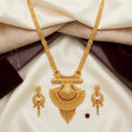 Gold Floral Fan Tassel Necklace Set