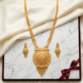 Gold Sunburst Medallion Tassel Necklace Set
