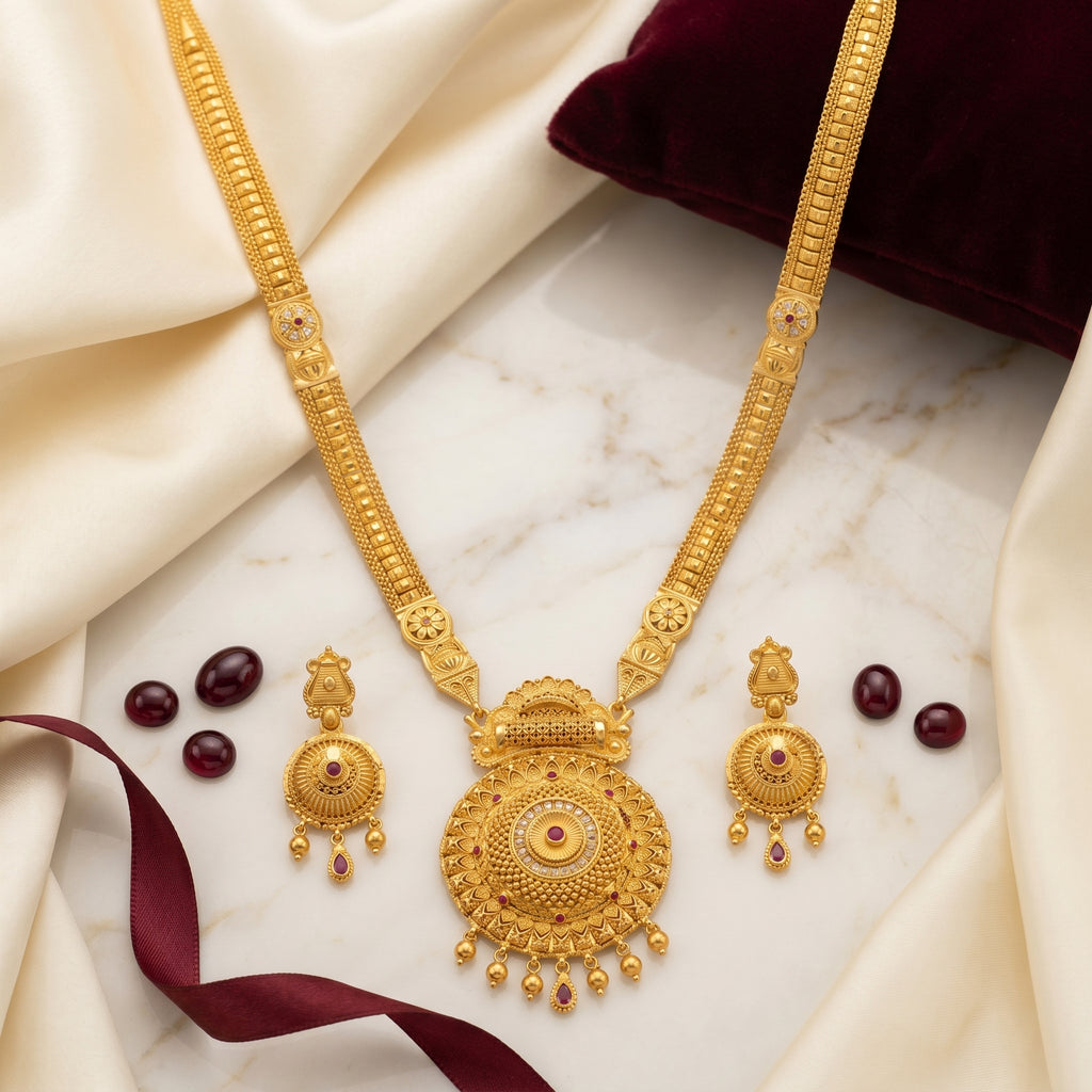 Gold Studded Dome Necklace Set