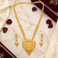 Gold Floral Burst Tassel Necklace Set