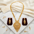 Gold Peacock Medallion Tassel Necklace Set
