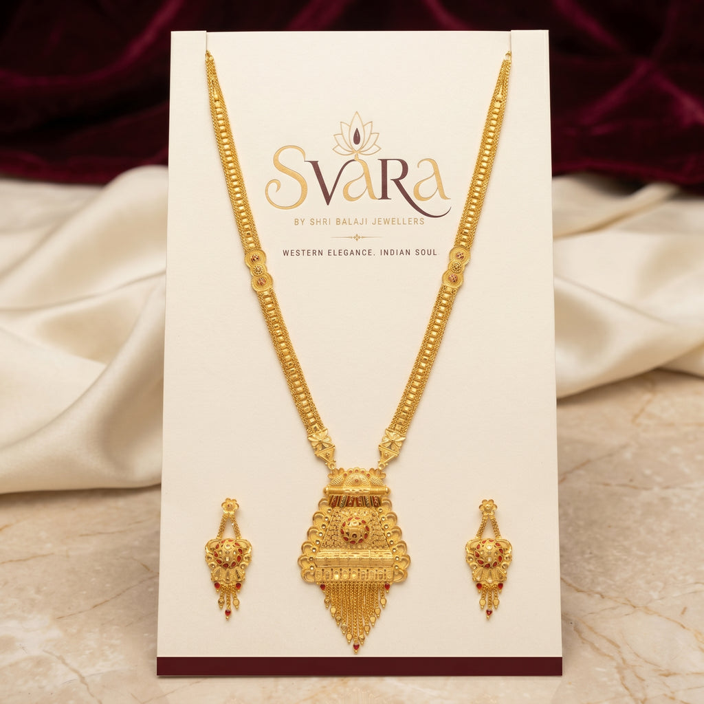 Gold Tiered Filigree Temple Necklace Set