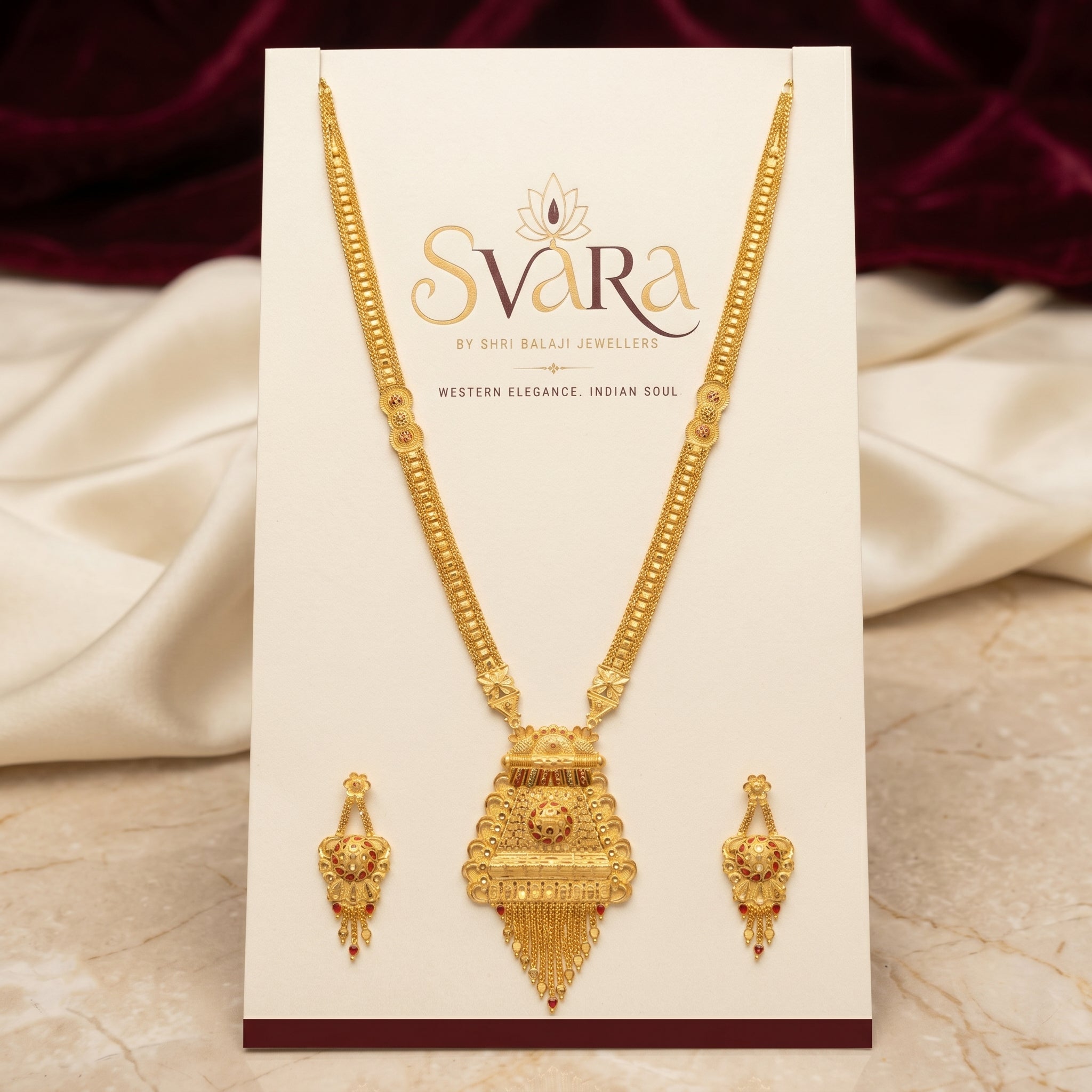 Gold Tiered Filigree Temple Necklace Set
