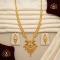 Gold Dual Peacock Enamel Medallion Necklace Set